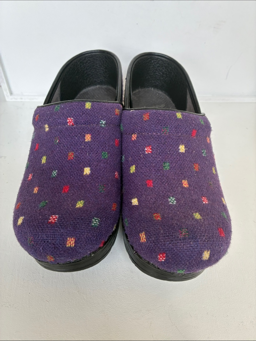 Dansko adults Purple Clogs with Multicolor Dot Pattern